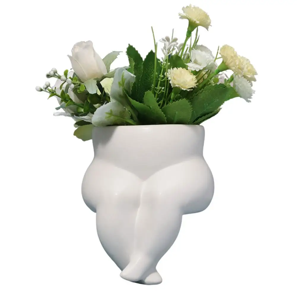 

Flower Vase Art Creative Ceramic Sculpture Vase Human Body Shaped Gloss White Vase Not Include Flowers Nordic Home Office Ga