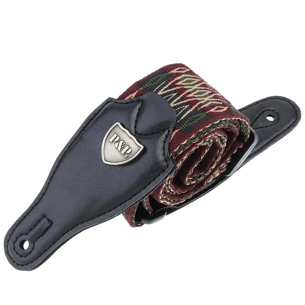 Ремешок из искусственной кожи для гитары хлопка и льна двойной тканевый с местом