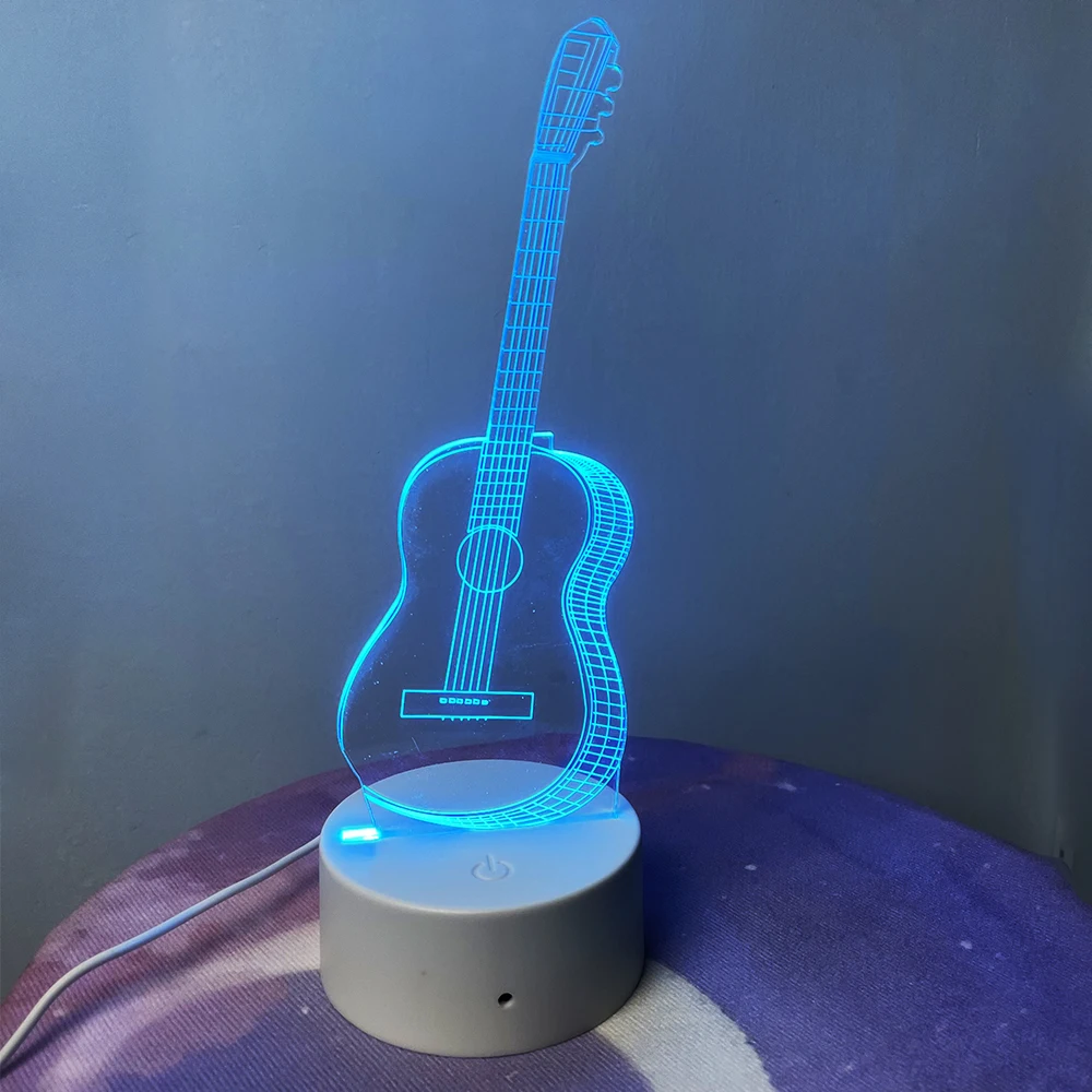 3D светодиодный ночсветильник музыкальная гитара для украшения дома лампа