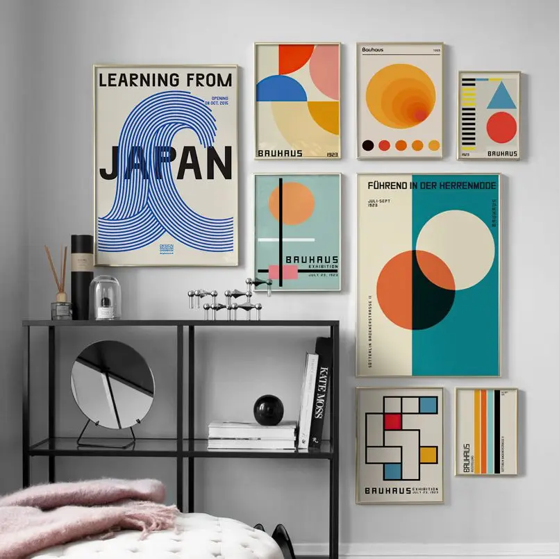 

Bauhaus Exhibition Abstract Geometry Wall Art Canvas Painting Nordic Posters And Prints Home Decoration Pictures For Living Room