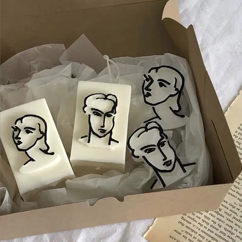 Matisse couple head shape candle mold decoration wax male female plaster soap | Дом и сад