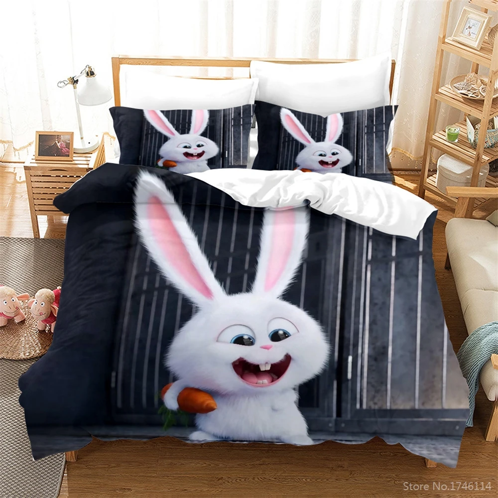 

Cute Rabbit Pet Animal Bedding Set Queen King Size Duvet Cover Set Comforter Cover Pillowcase Home Textile for Baby Kids Adults
