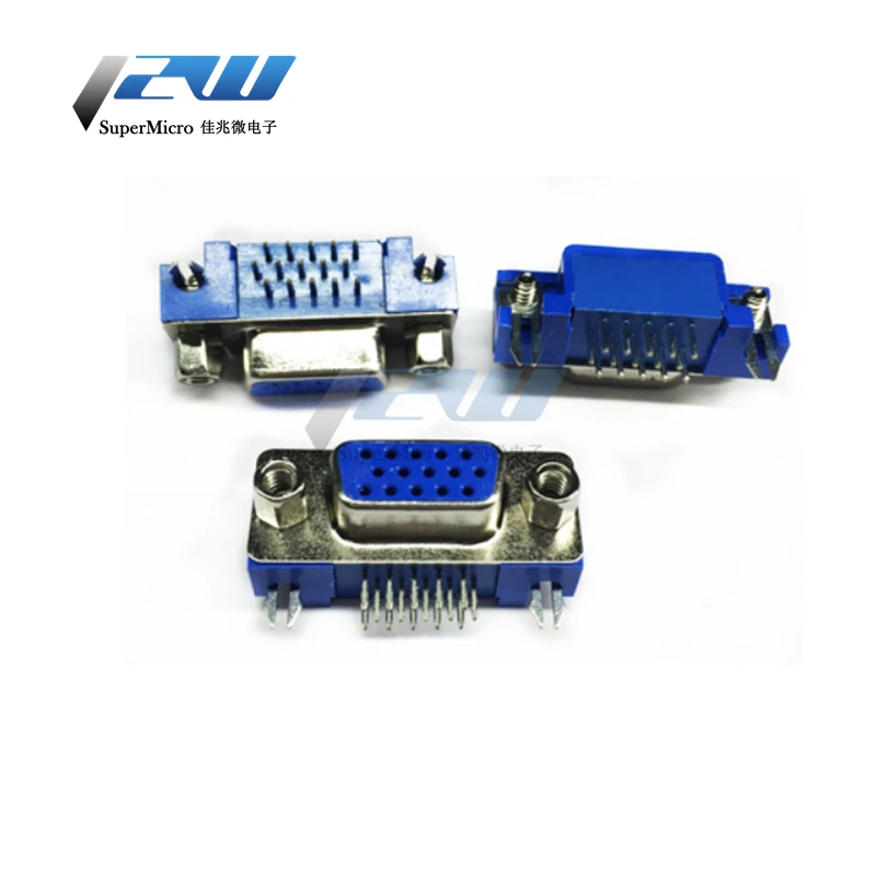 5 шт./лот DB15 DR15 3 ряда синий параллельный порт 15 Pin D female way PCB 90 градусов разъем