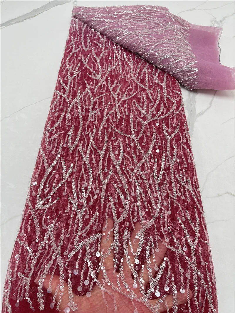 

PGC Latest African Sequins Lace Fabric 2020 High Quality With Sequins French Nigerian Lace Fabrics For Wedding Dress YA4371B-4