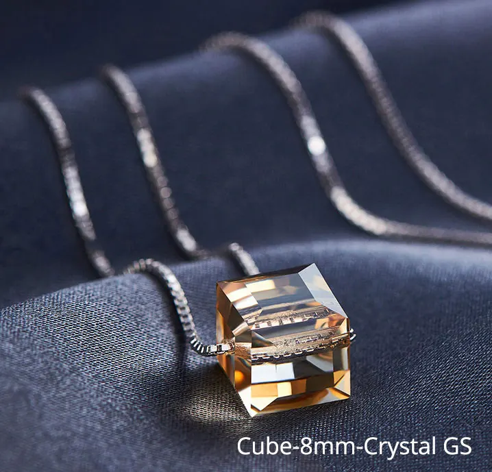 Cube GS-8mm Украшенные кристаллами подвеска Сваровски ожерелья красочные бусины для женщин Свадебные офисные ювелирные изделия простая Мода - Окраска металла: Cube GS-8mm