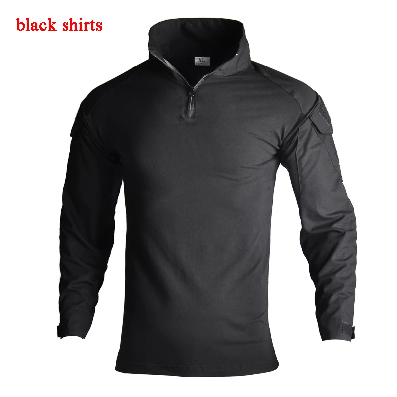 shirts black Уличная Военная тактическая Униформа для страйкбола Пейнтбольная камуфляжная охотничья одежда унисекс дышащая Боевая Стрельба Armys костюмы - Цвет: shirts black