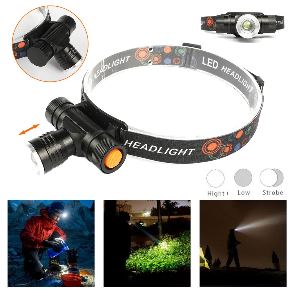 Портативный XML T6 3 режимами налобный фонарь USB Перезаряжаемый головной светильник