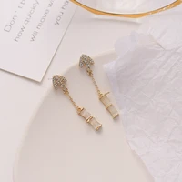 fashion metal bamboo crystal stud earrings vintage geometric opals tassel earrings women banquet wedding jewelry accessories 888