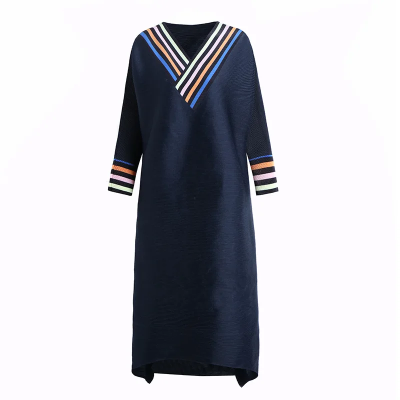 

Large size women's dress spring 2021 new fashion sanzhai pleated dress plus size ruched dress Loose Vintage