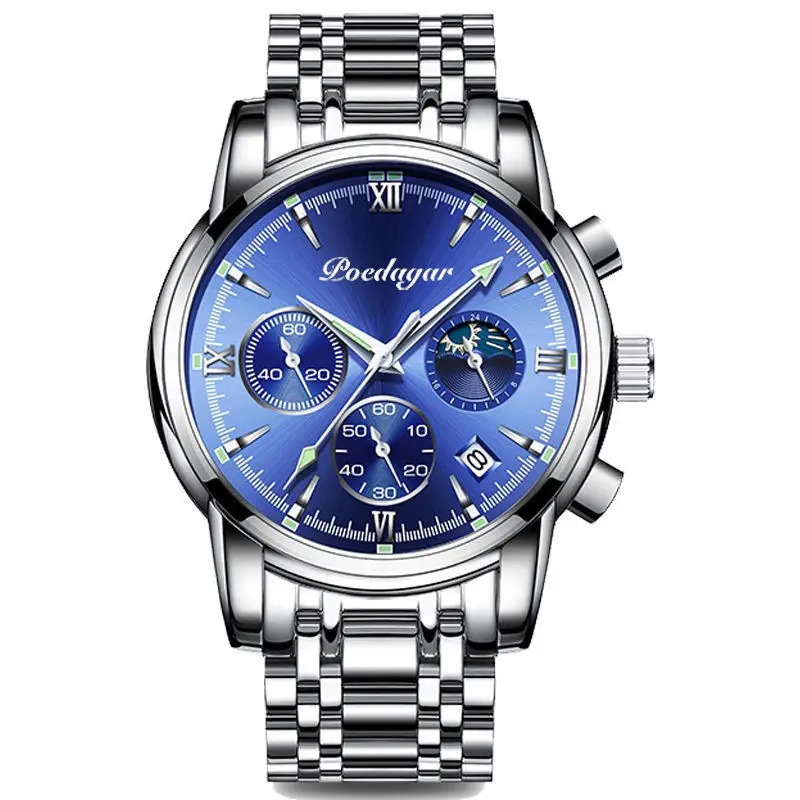 

POEDAGAR 2021 New Mens Watches Sport Chronograph Waterproof Luminous Top Brand Luxury Quartz Clock Wristwatch Relogio Masculino