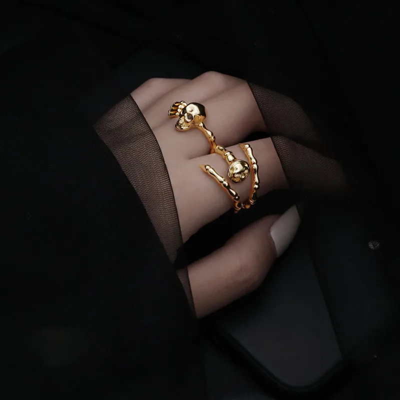

Punk Gold Skull Joint Ring for Women Rock Geometric Open Finger Rings Statement Party Jewelry Anillos