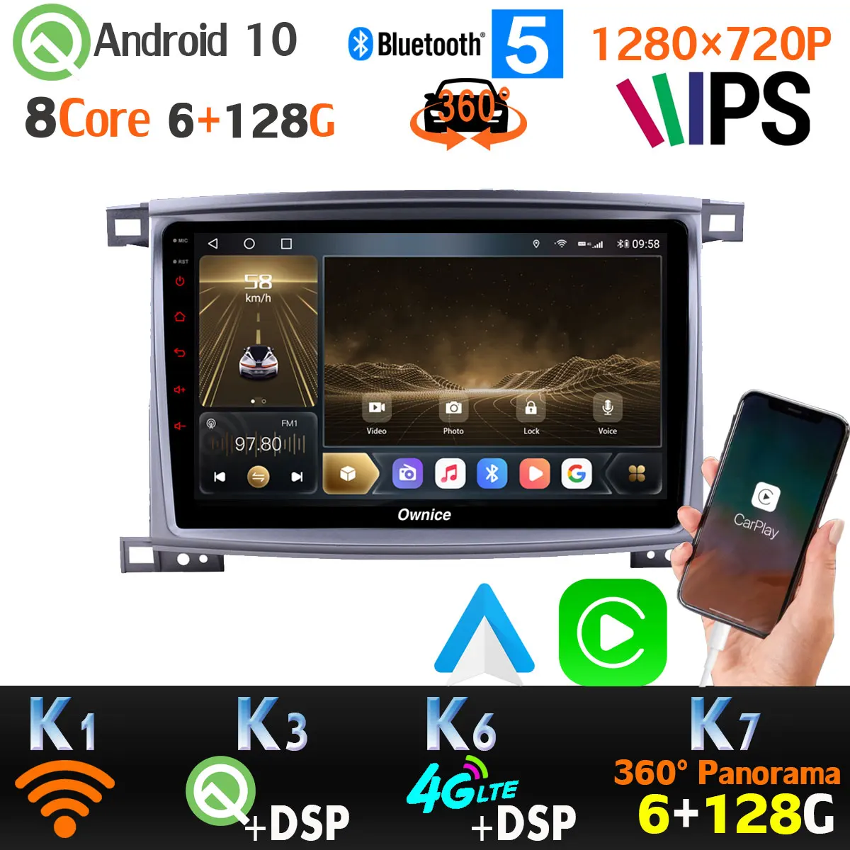 6G + 128G 1280*720P Android 10 0 для Toyota Land Cruiser 100 AC 360 камера AHD 1080P GPS Радио автомобильный