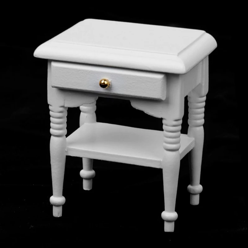 

1/12 2x doll bed cabinet miniature models furniture home decoration white wood