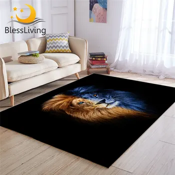BlessLiving Male Lion Large Carpet For Living Room Wild Animal Soft Center Rug Yin and Yang Bedroom Carpet 3D Printed Alfombra 1