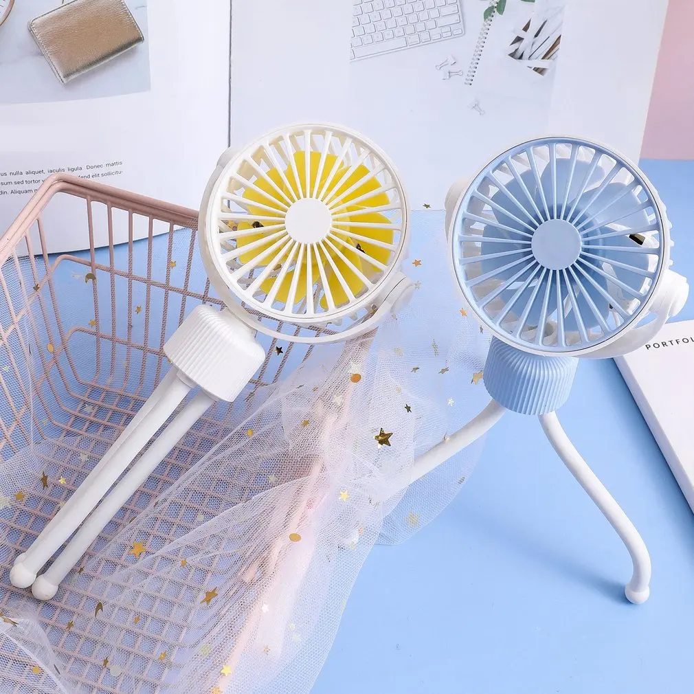 

Stroller Fan Mini Portable Fan LED Light Camping USB Rechargeable Fan With Flexible Tripod Mini Handheld Fan