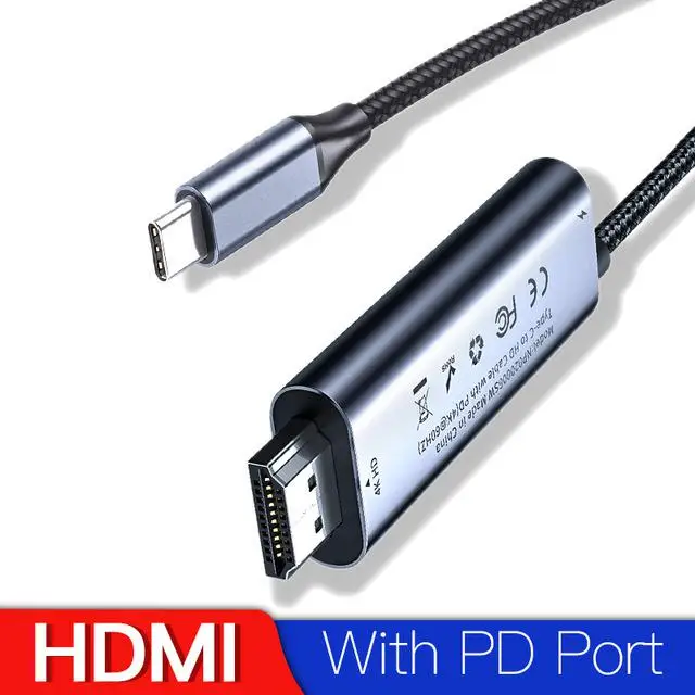 Baseus USB C HDMI кабель type C к HDMI Thunderbolt 3 для MacBook Pro samsung huawei USB-C к 4 к HDMI с 60 Вт PD адаптер питания - Цвет: HDMI With PD Port