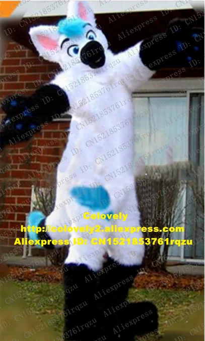 Белая длинная меховая пушистая собака лиса волк талисман костюм меховой