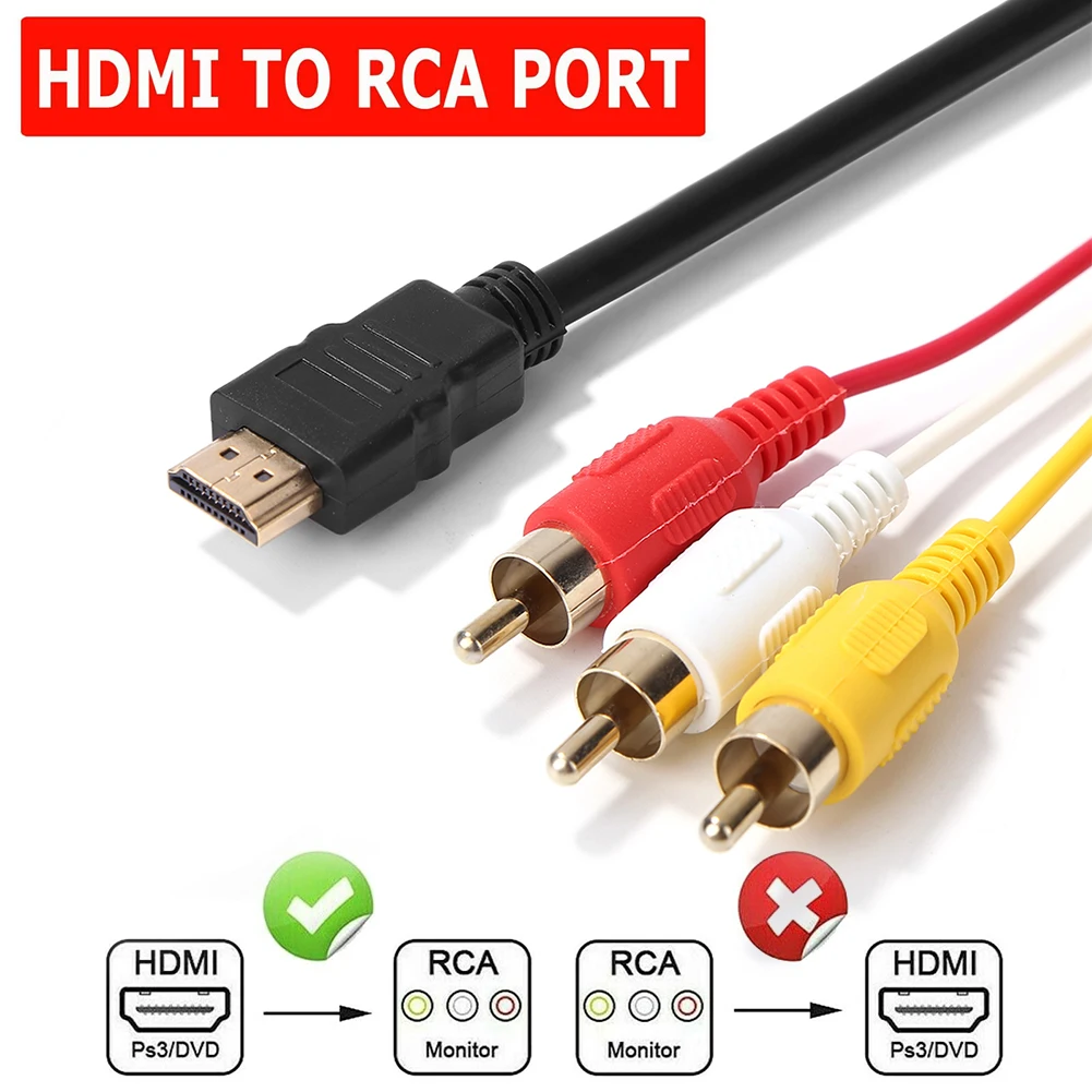 

Кабель HDMI-совместимый с RCA 1080P HDMI-совместимый штекер на 3RCA AV композитный Штекер Аудио Видео адаптер преобразователь шнур для HD TV