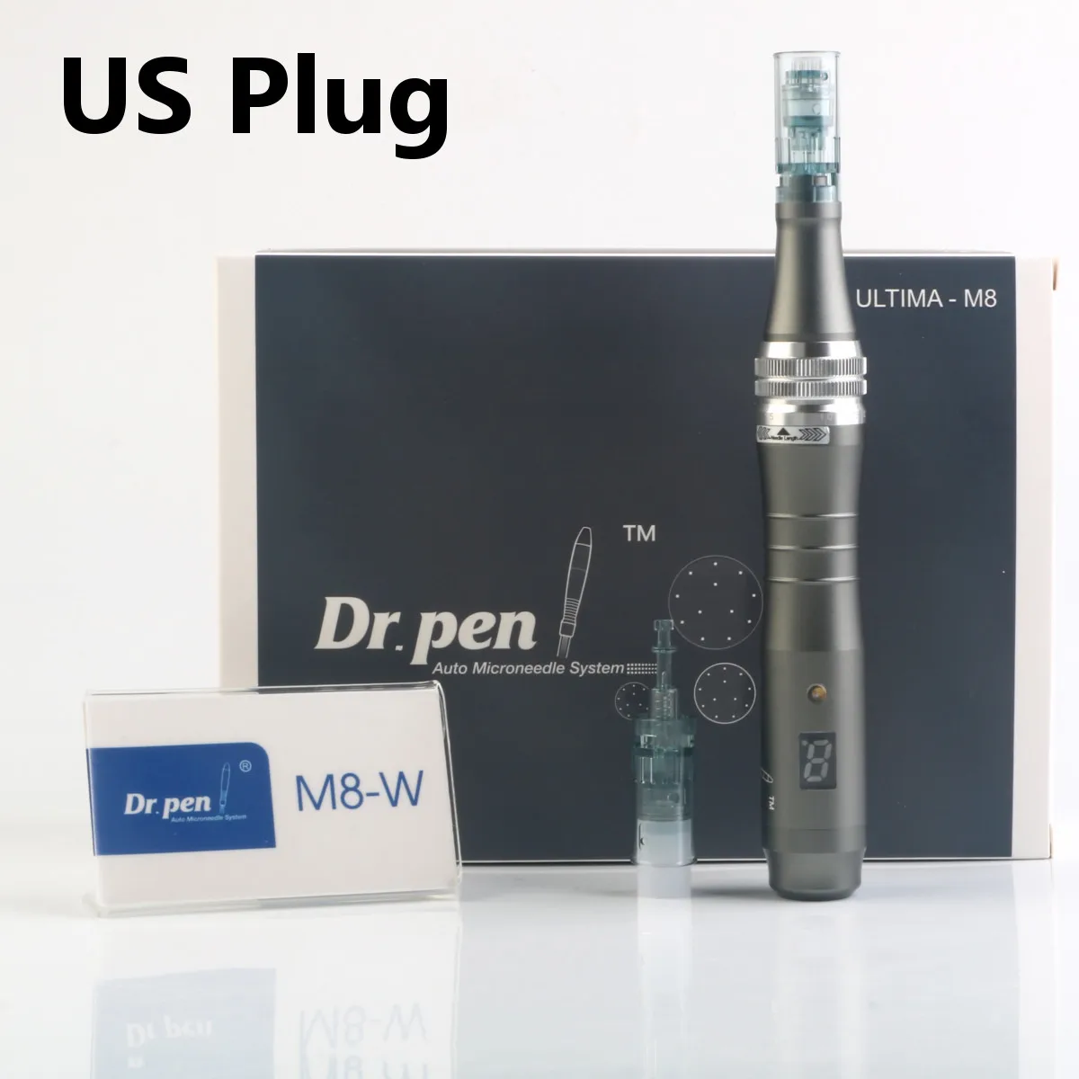 US Plug Гидра ручка M8-W/C микроиглы ручка с иглой Автоматическая Сыворотка антивозрастная терапия система Дерма красота машина уход за кожей Инструмент - Цвет: US Plug