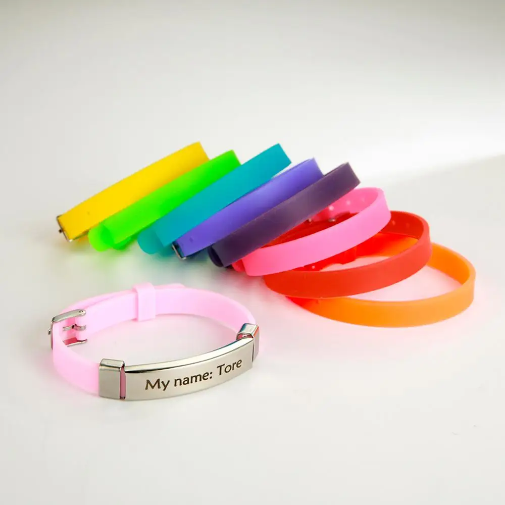 likgreat personalize kids baby id bracelets soft silicone rudder stainless steel children girls boys custom emergency name phone free global shipping