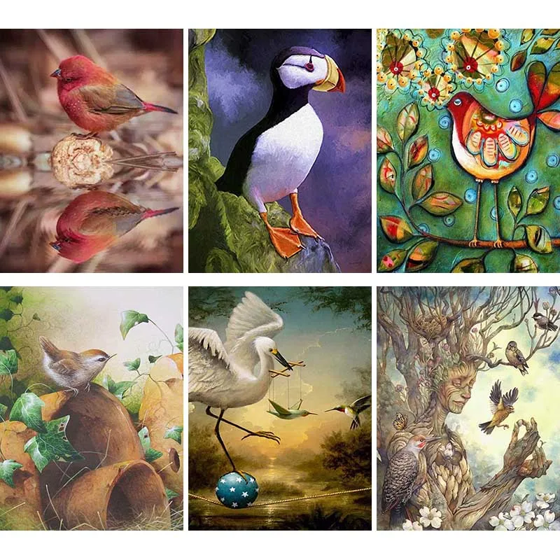 

Алмазная живопись с изображением деревьев, 5D картина "сделай сам", журавль, птица, Набор для вышивки крестиком, домашний декор