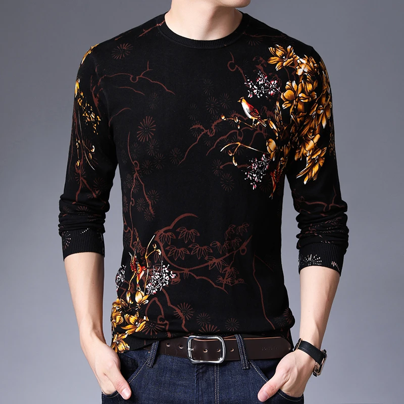 Осенне-зимний свитер нижняя часть одежды пуловер Hombre Slim Fit 3xl Повседневный вязаный свитер с цветочным узором Мужской Хлопковый удобный