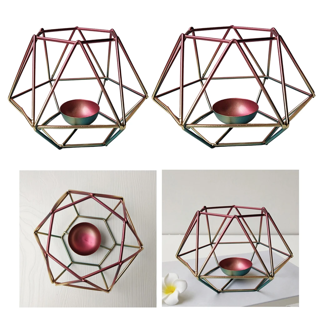 

Nordic Design Geometric Metal Hexagon Shaped Colour Candle Holders for Home Decoration Colour Christmas