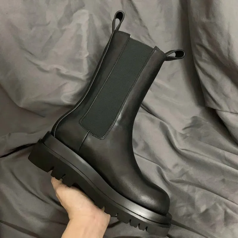 Черные ботинки Челси из натуральной кожи на толстой подошве новые женские