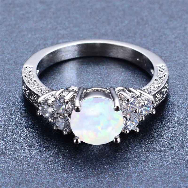 Роскошное женское кольцо с белым Синим Опалом модное маленькое винтажное