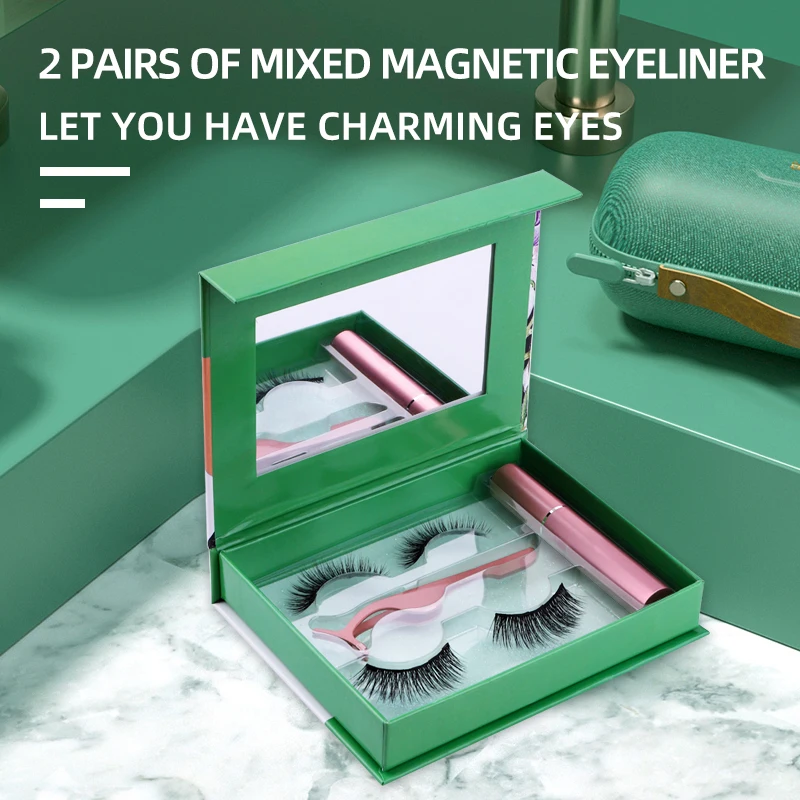 

2 Pairs Magnetic Eyelashes Mink False Eyelashes Natural Thick Curling And Long-lasting Waterproof False Eyelashes Set