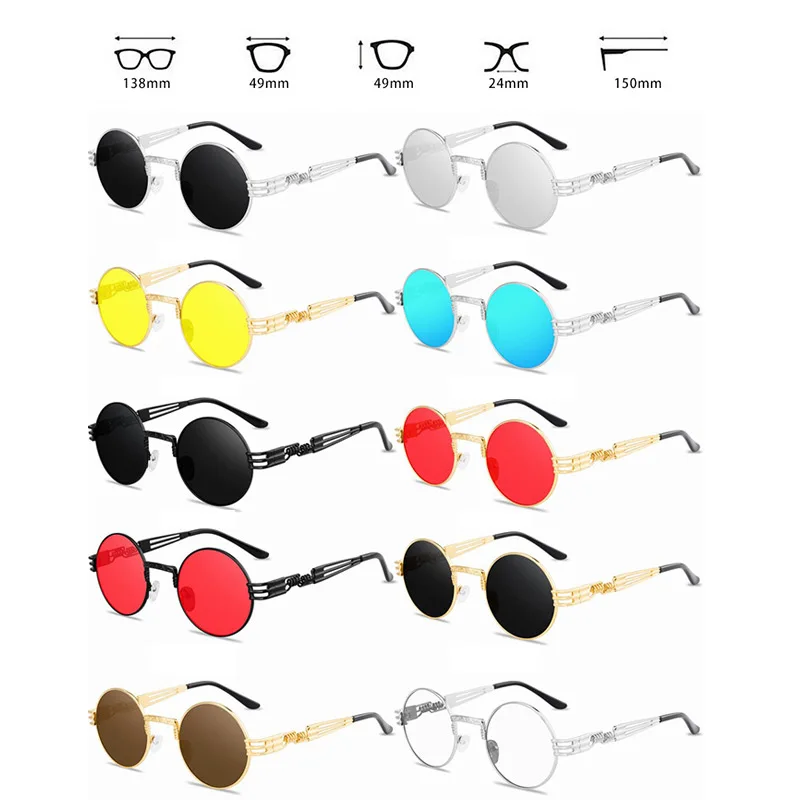 Солнцезащитные очки унисекс металлическая круглая оправа в стиле стимпанк |