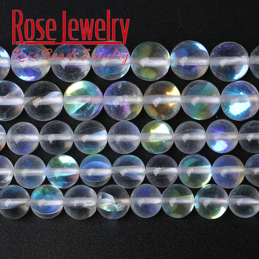 

Wholesale Austria Crystal Beads Synthesis White Moonstone Round Loose Beads For Jewerly Making DIY Bracelet 6 8 10 12mm 15" Inch