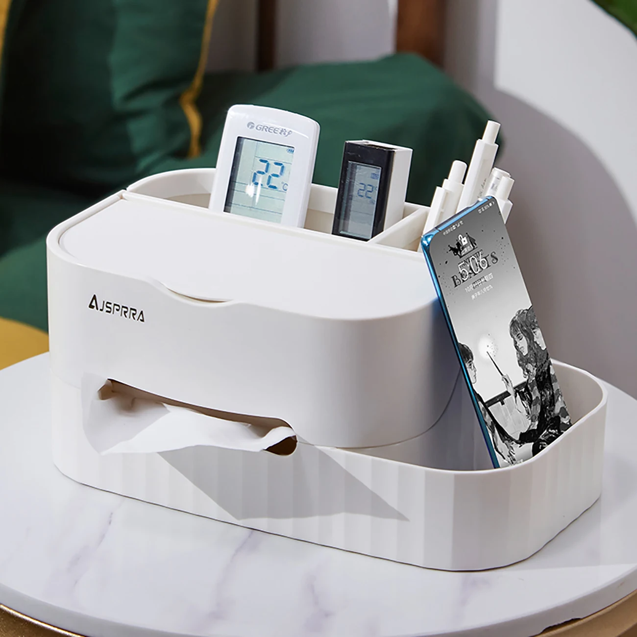 

Desktop Tissue Box Napkin Holder With Mirror Sccessories Jewelry Storage Box For Office Living Room Multi Function Tissue Box