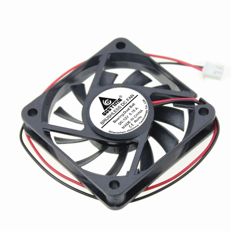 2 шт. Gdstime 2Pin DC 5 в 12 В 24 в 24 вольт 6 см 60x60x10 мм 60 мм двойной шариковый подшипник Бесщеточный вентилятор охлаждения 60 мм x 10 мм кулер