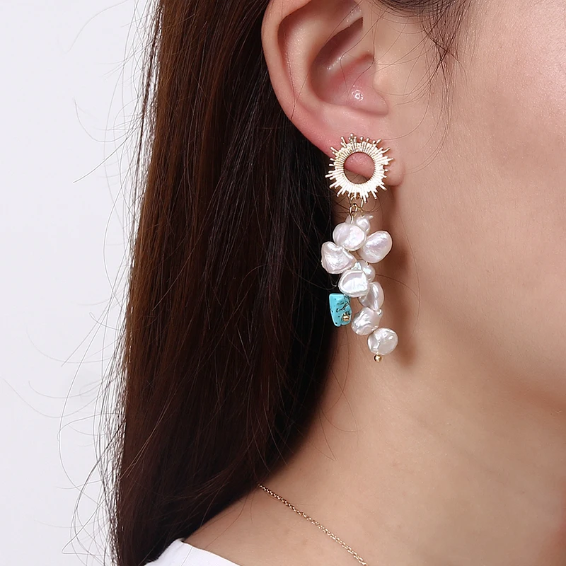 

2020 Новая мода Настоящее нерегулярные барокко пресноводные жемчужные серьги в виде капель для женщин подарок вечерние ювелирные изделия из ...