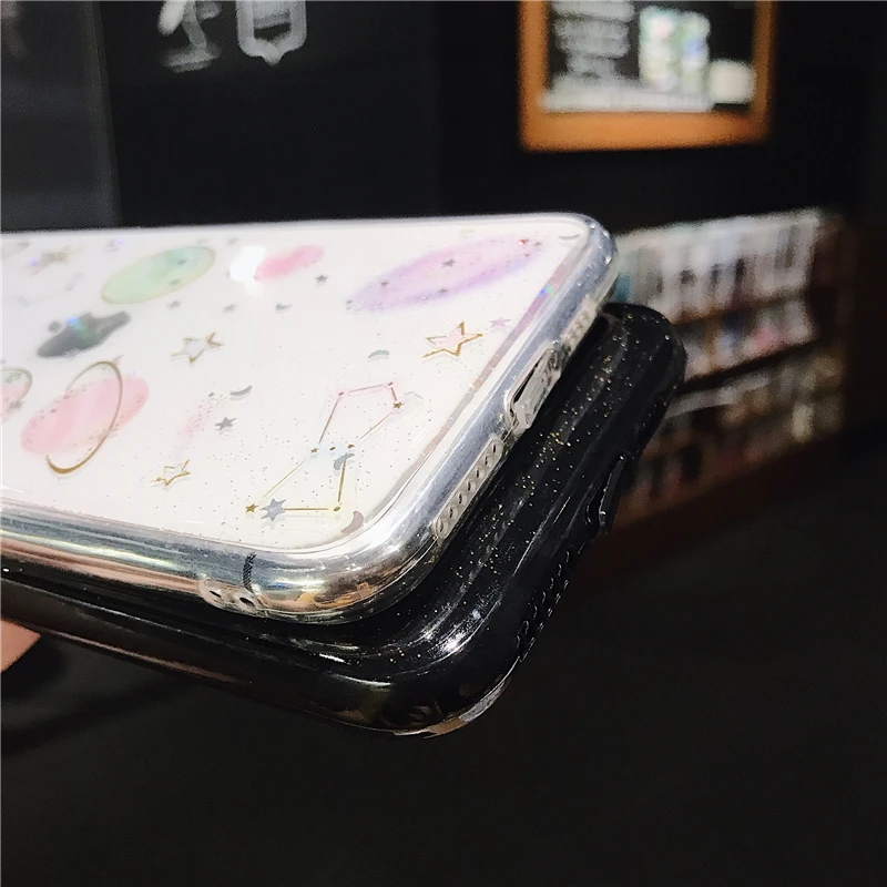 Романтический Звездный чехол для телефона для iPhone 11Pro X XS Max XR, мягкий ТПУ чехол для iPhone 7 8 6 6s Plus, блестящий чехол для сна, чехол