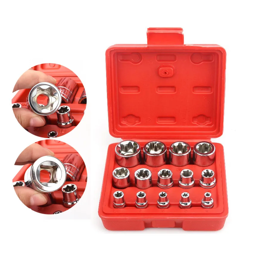 Новые 14 шт./компл. E Torx звезда шаблон Женский Бит Набор торцевых головок 1/2 &quot3/8&quot