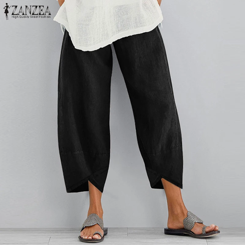 Льняные брюки Kaftan женские осенние туфли 2020 ZANZEA повседневные ассиметричные с