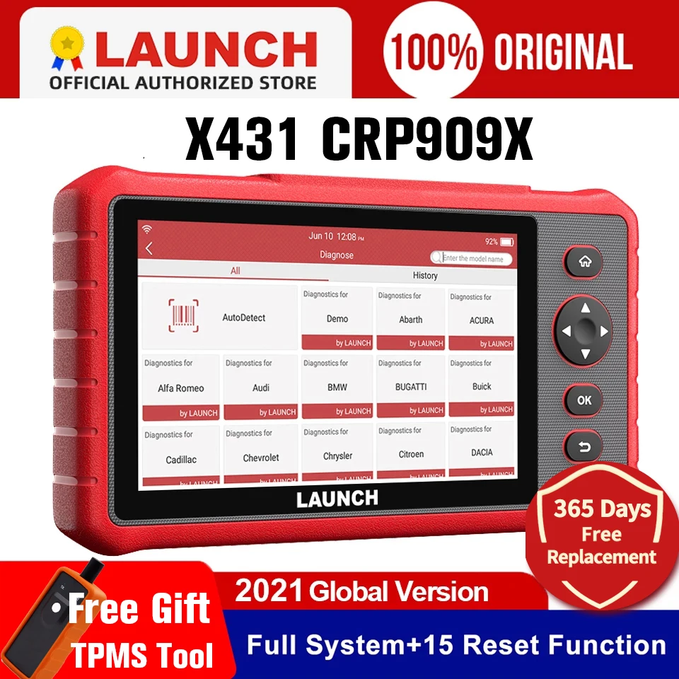 LAUNCH X431 CRP909X OBD2 сканер полная система OBD диагностический инструмент автомобильное