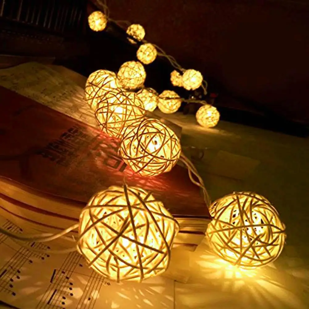 1 2 5 м Светодиодные Ротанговые шары сказочные декоративные световые гирлянды на
