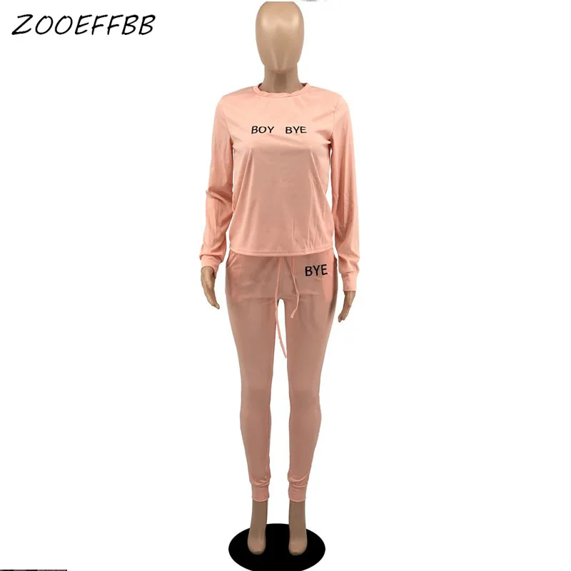

ZOOEFFBB Letter Embroidery Two Piece Tracksuit Set Long Sleeve Top and Sweatpants Outfits Lounge Wear Matching Sets for Women