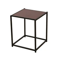 rustic iron frame wood grain veneer surface side table end table sapele color single layer design modern style decors