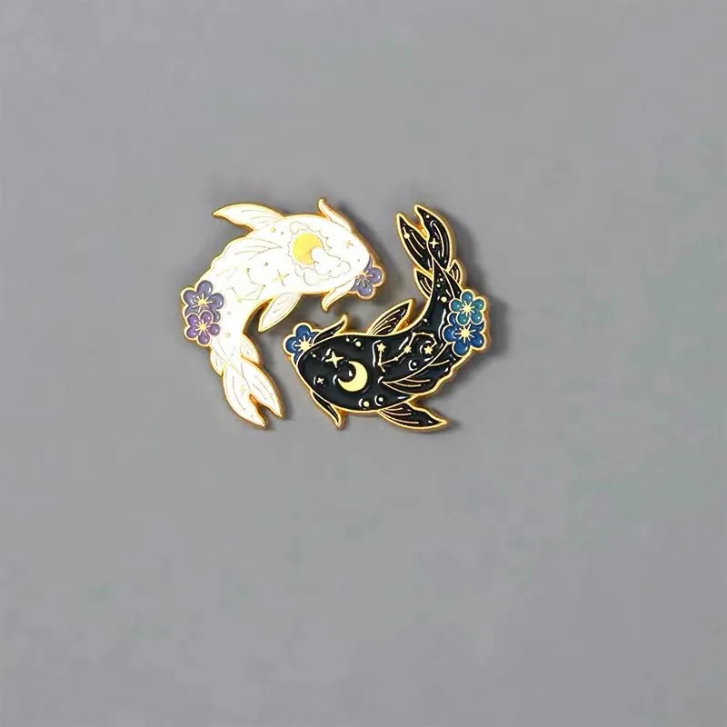 

Dear-you Cartoon couple moon koi brooch cute Japanese corsage metal badge clothing bag accessories buckle pin