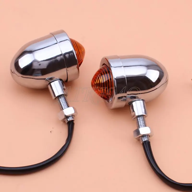 1 пара хромированных металлических указателей поворота желтые огни лампа в стиле