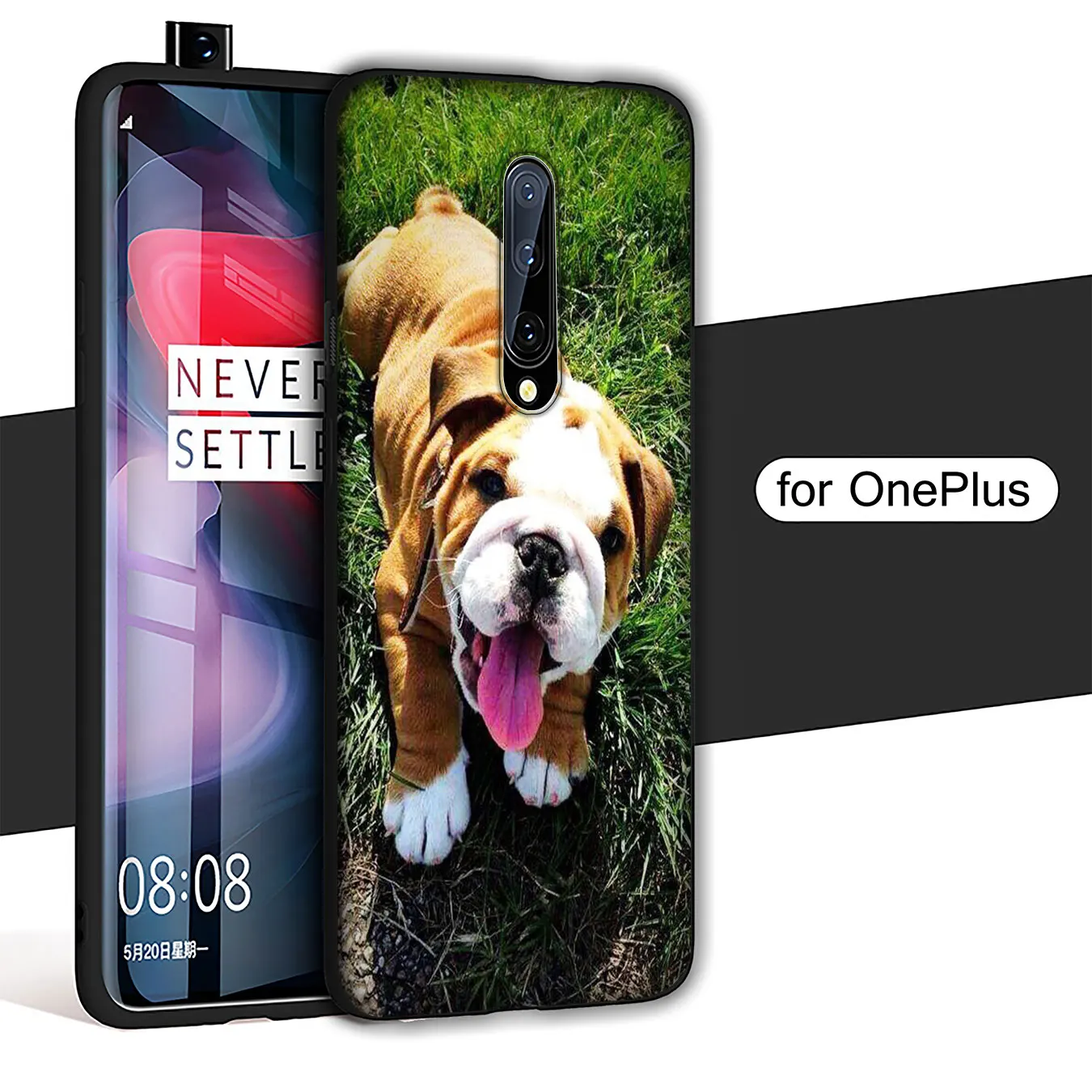IYICAO Cute dog english bulldog Soft Silicone Phone Case for Oneplus 7T 7 Pro 6 6T 5 5T TPU Black Cover One Plus |