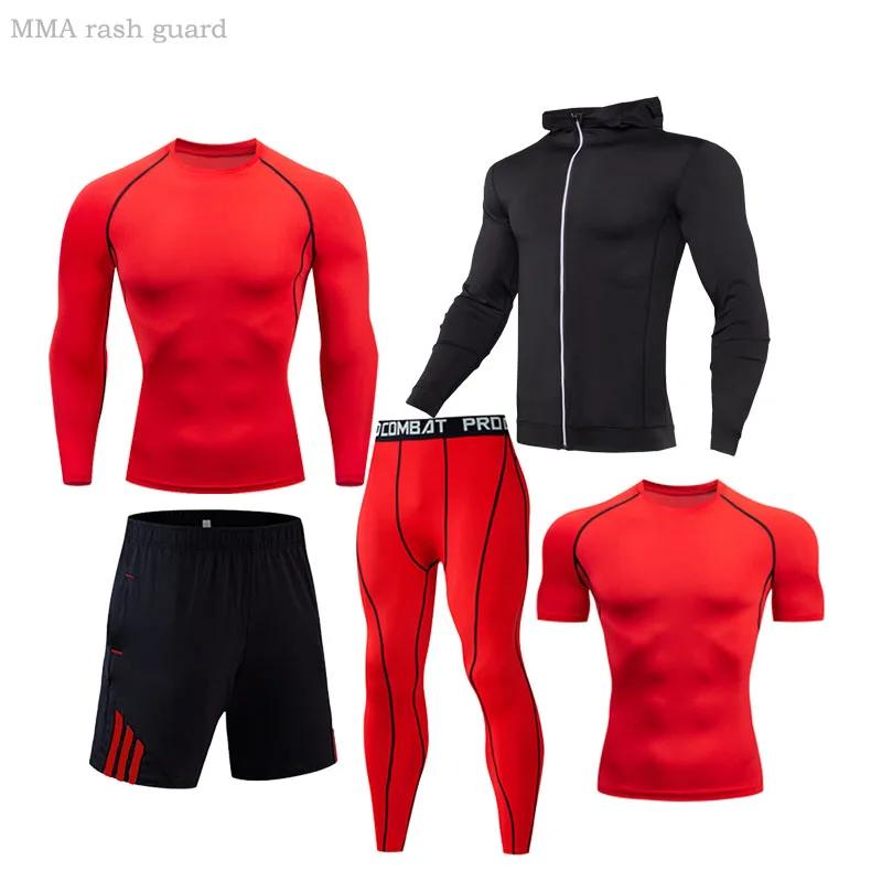 

Track suit gym man Sports Compression underwear Thermal set Long Johns Winter Base layer set rashgard Male MMA Fitness clothing