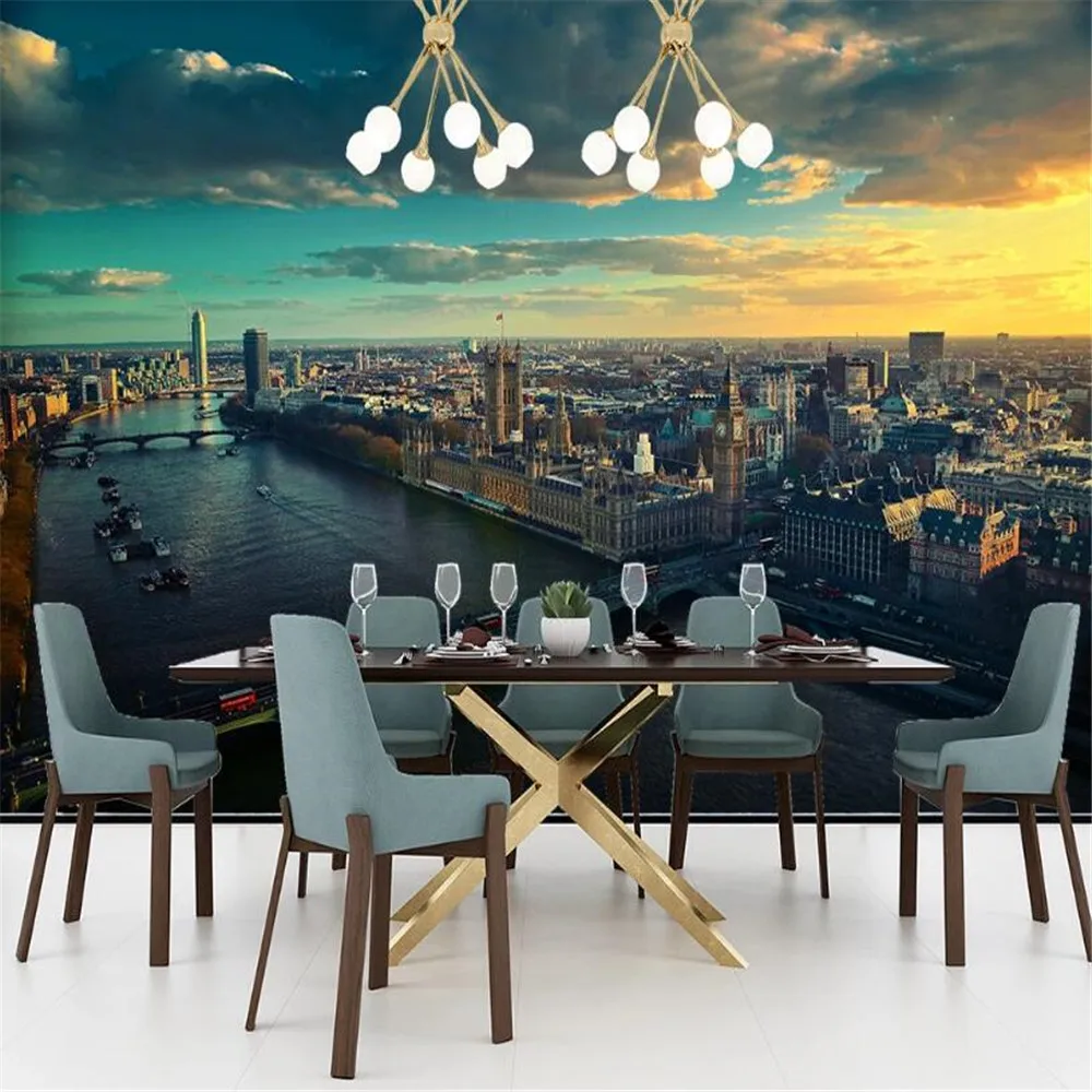 

Milofi customized large wallpaper mural city scenery TV sofa background wall decoration painting