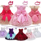 Платье принцессы на 1-й второй день рождения для маленьких девочек, 12 месяцев, новорожденных, Рождественский наряд для крещения, комплект одежды