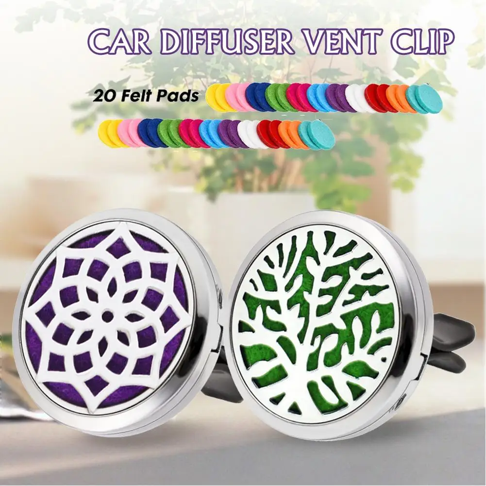 2PCS 30mm Car Diffusers Aromatherapy Essential Oil Diffuser Vent Clip - Sunflower Tree of Life Stainless Steel Locket | Автомобили и