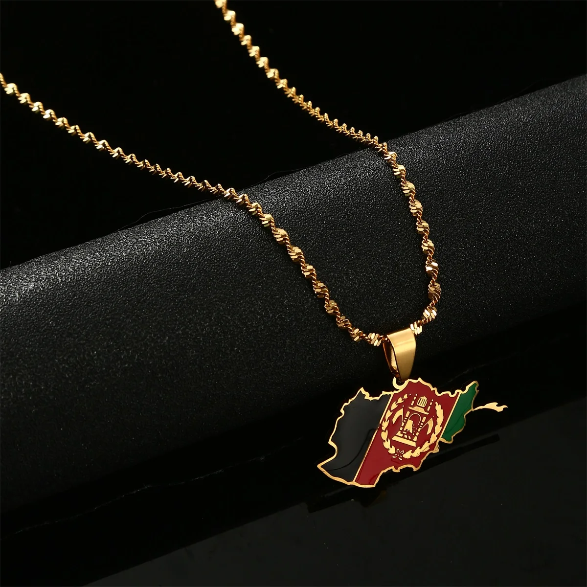 

Stainless Steel Afghan Flag Afghanistan Map Pendant Necklaces For Women Trendy Chian Jewelry